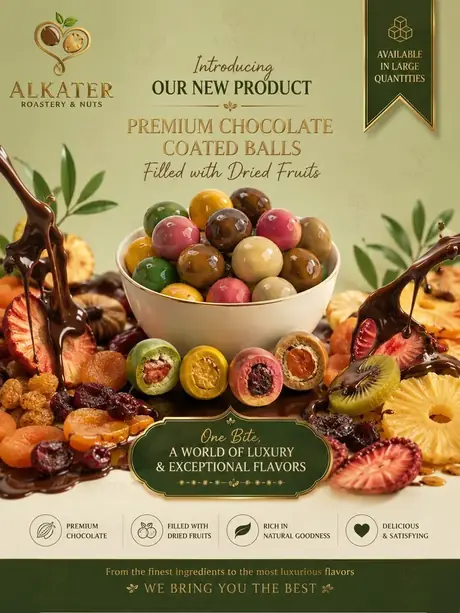 Chocolate balls filled with dried fruits