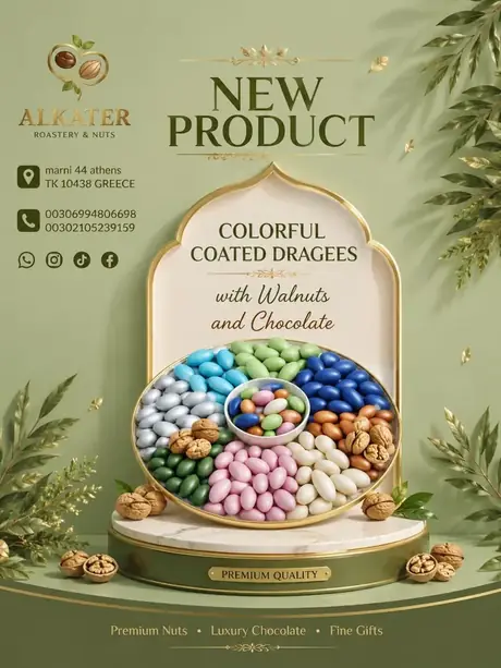 Coated dragées with walnuts & chocolate